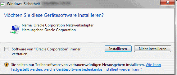 Die Software will auf dem Windows-System Software-Emulationen von Geräten installieren. Kann man machen...